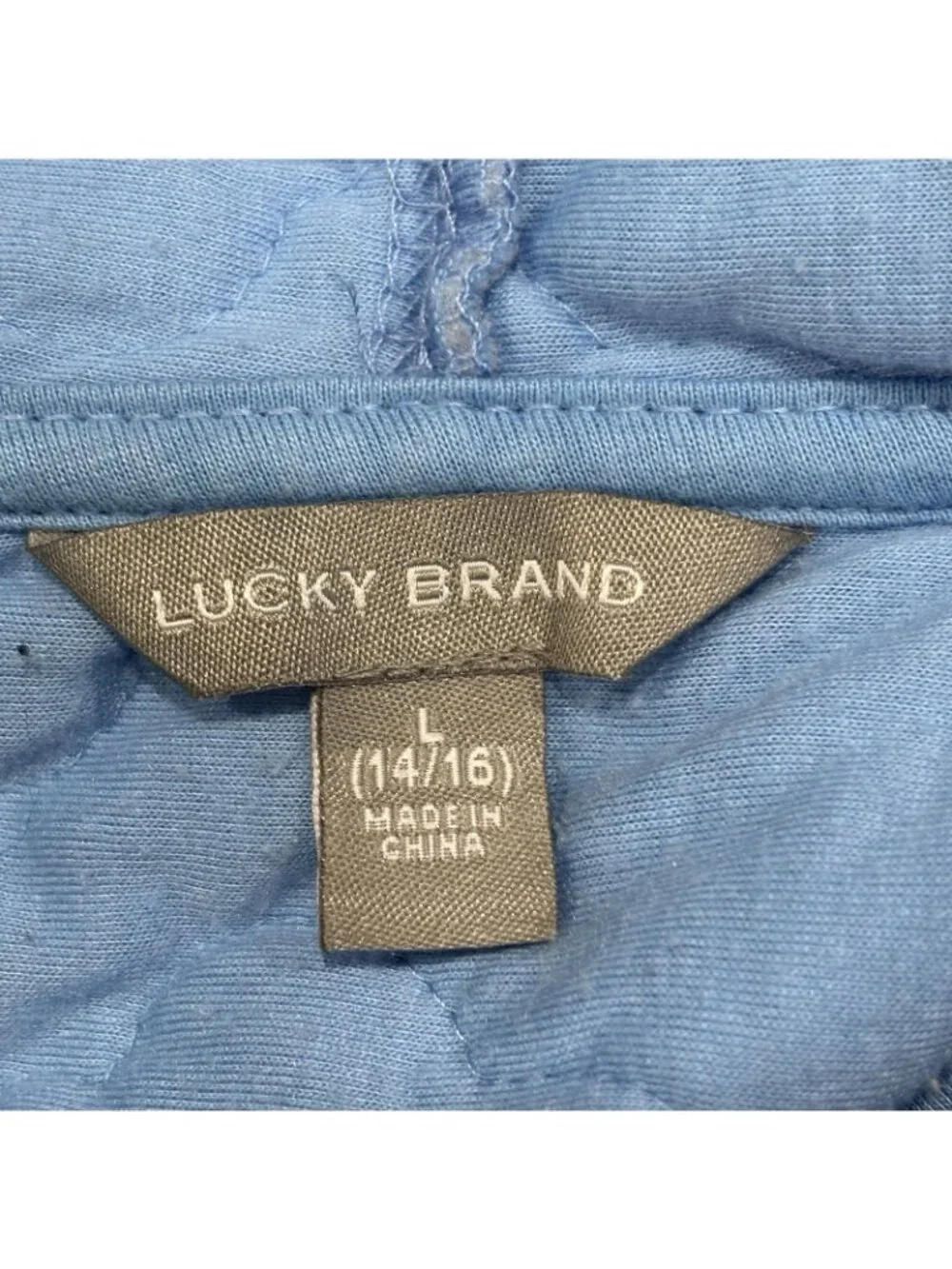 Lucky Brand Quilted Cloud Hooded Blue Jacket Size Gril Large 14/16